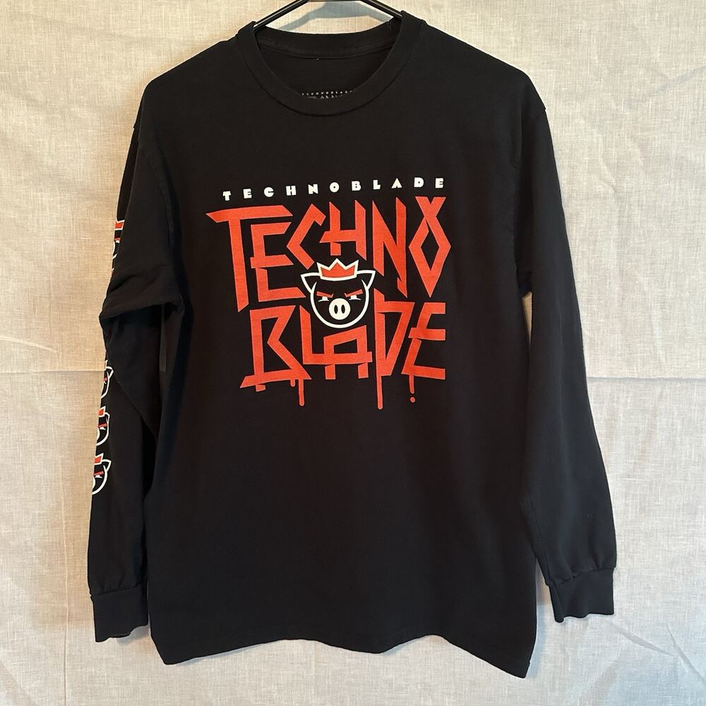Technoblade Long Sleeve Black T-Shirt - Medium Gamer Gaming Shirt Techno Blade